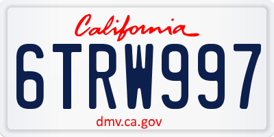 CA license plate 6TRW997