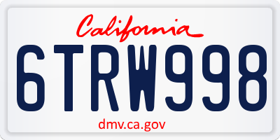 CA license plate 6TRW998