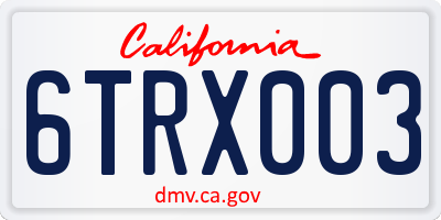 CA license plate 6TRX003