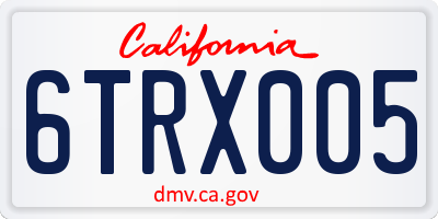 CA license plate 6TRX005