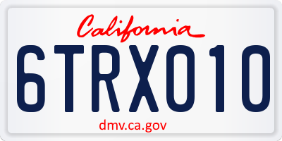 CA license plate 6TRX010