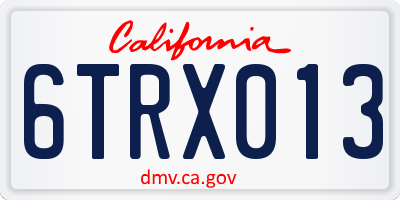 CA license plate 6TRX013
