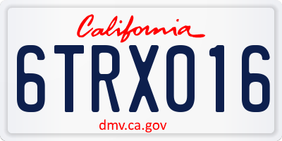 CA license plate 6TRX016