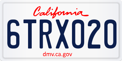 CA license plate 6TRX020