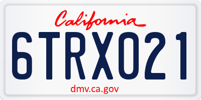 CA license plate 6TRX021