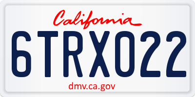 CA license plate 6TRX022