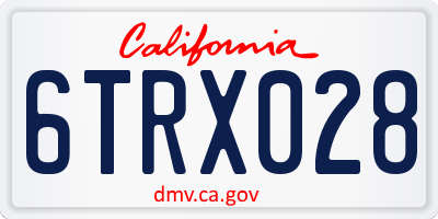 CA license plate 6TRX028