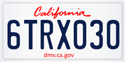 CA license plate 6TRX030