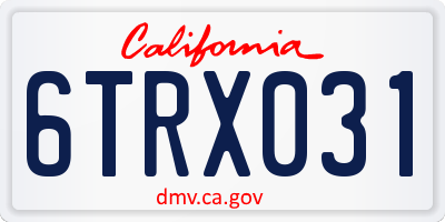 CA license plate 6TRX031