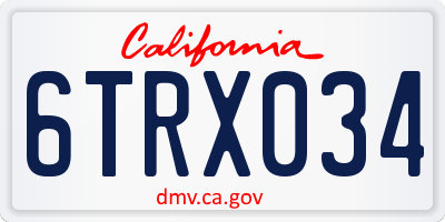 CA license plate 6TRX034