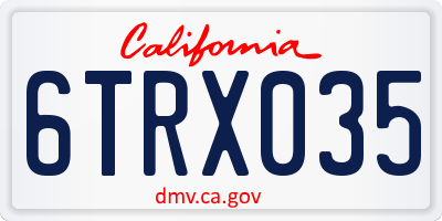 CA license plate 6TRX035