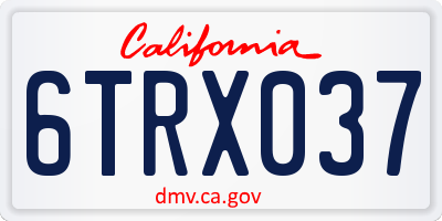 CA license plate 6TRX037