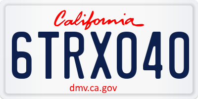 CA license plate 6TRX040