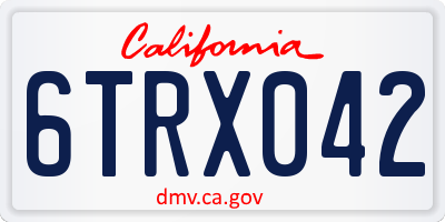 CA license plate 6TRX042