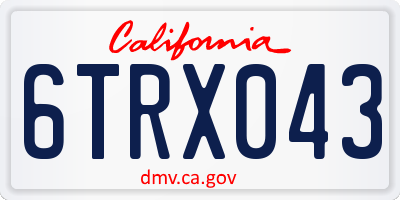 CA license plate 6TRX043