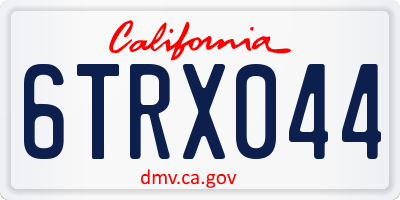 CA license plate 6TRX044
