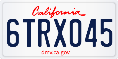 CA license plate 6TRX045