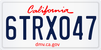 CA license plate 6TRX047