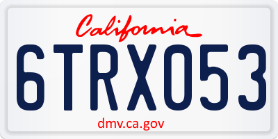 CA license plate 6TRX053