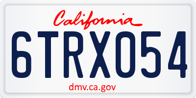 CA license plate 6TRX054