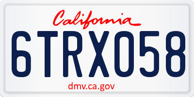 CA license plate 6TRX058