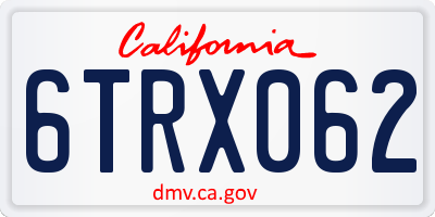 CA license plate 6TRX062
