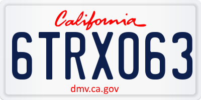 CA license plate 6TRX063