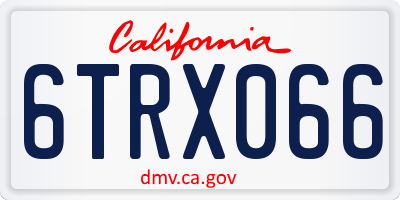 CA license plate 6TRX066