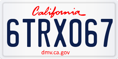 CA license plate 6TRX067