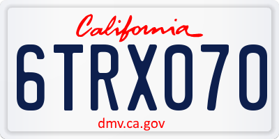 CA license plate 6TRX070