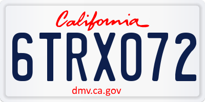CA license plate 6TRX072