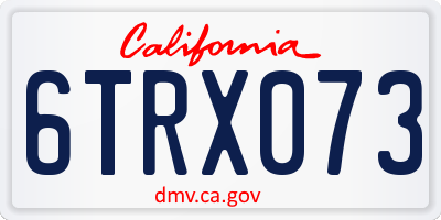 CA license plate 6TRX073