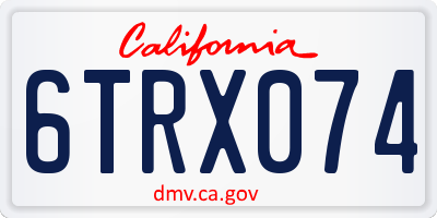 CA license plate 6TRX074