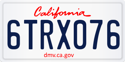 CA license plate 6TRX076