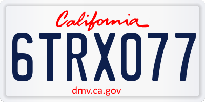 CA license plate 6TRX077