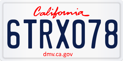 CA license plate 6TRX078