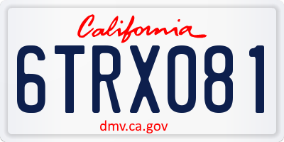 CA license plate 6TRX081