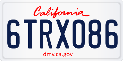 CA license plate 6TRX086
