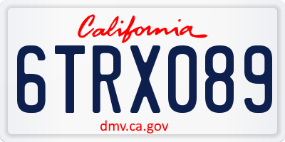 CA license plate 6TRX089