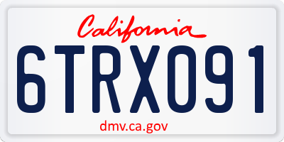 CA license plate 6TRX091