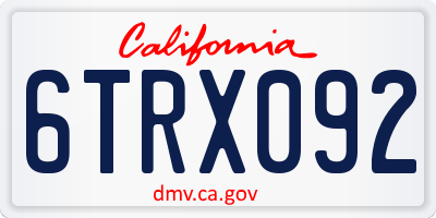 CA license plate 6TRX092
