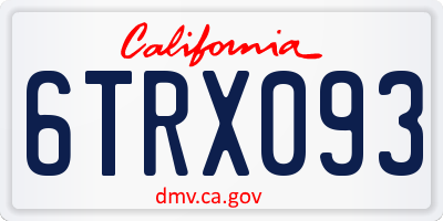 CA license plate 6TRX093