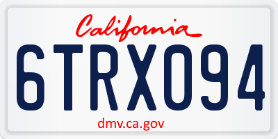 CA license plate 6TRX094