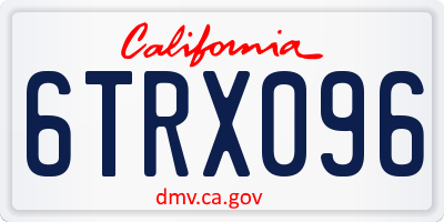 CA license plate 6TRX096