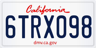 CA license plate 6TRX098