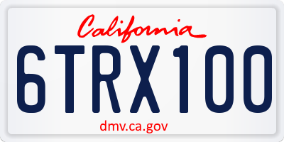 CA license plate 6TRX100