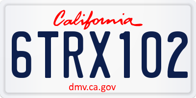 CA license plate 6TRX102