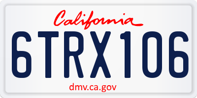 CA license plate 6TRX106