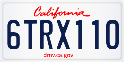 CA license plate 6TRX110