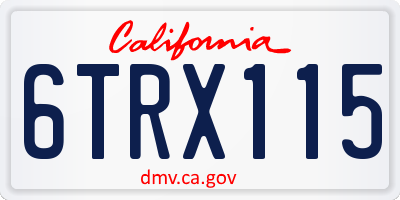 CA license plate 6TRX115